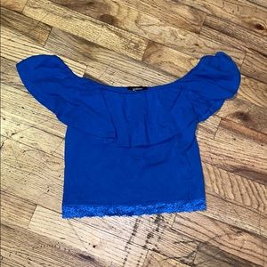 A blue crop top